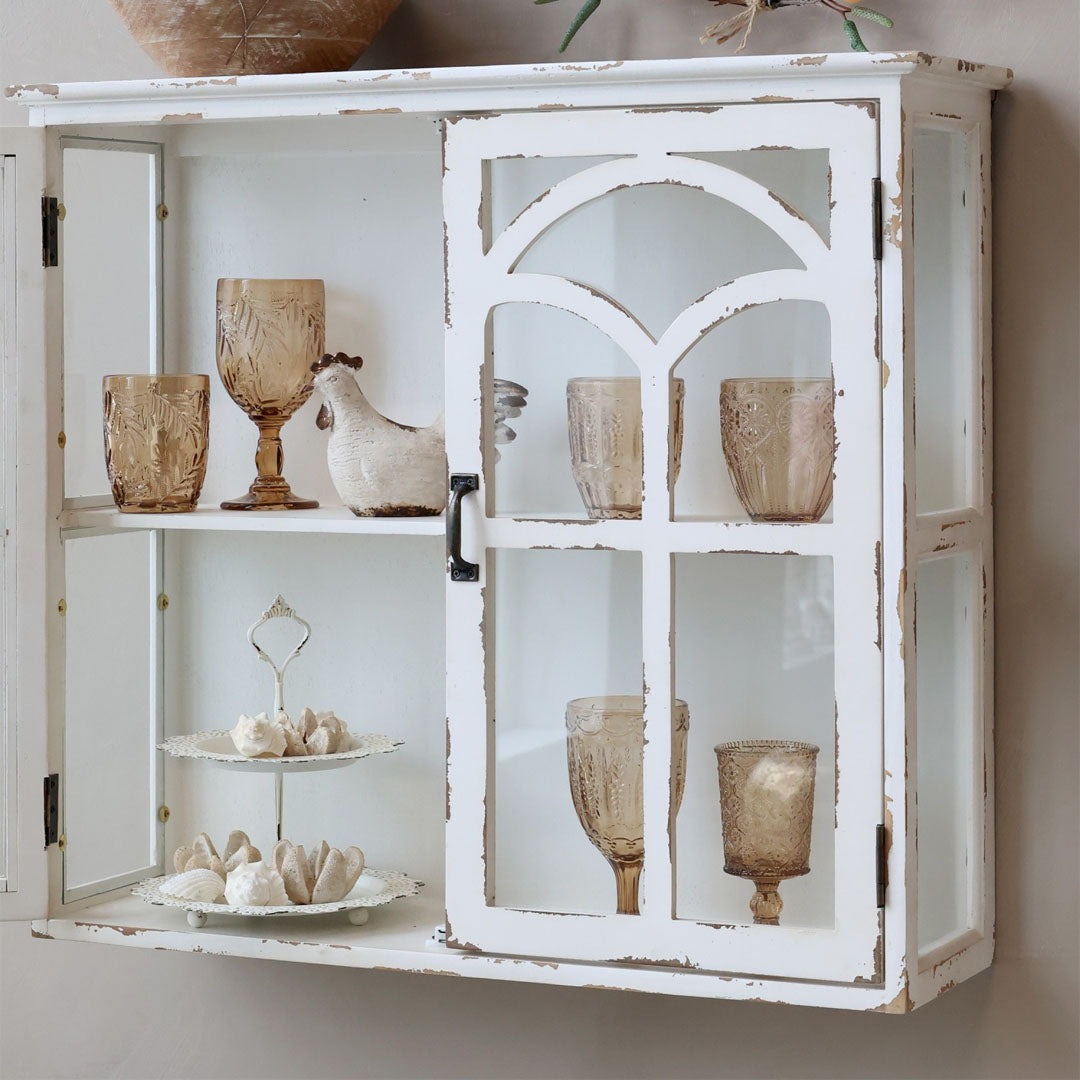 Chic Antique - Wandkabinett mit 2 Türen in Antik Creme H62/L70/B20