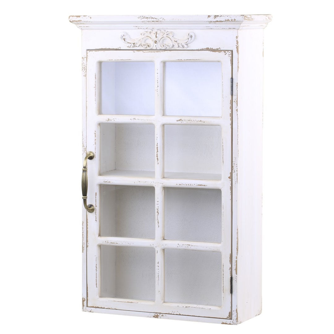 Chic Antique - Wandkast mit Dekor - Antik Creme, H70/L44/B17,5 cm