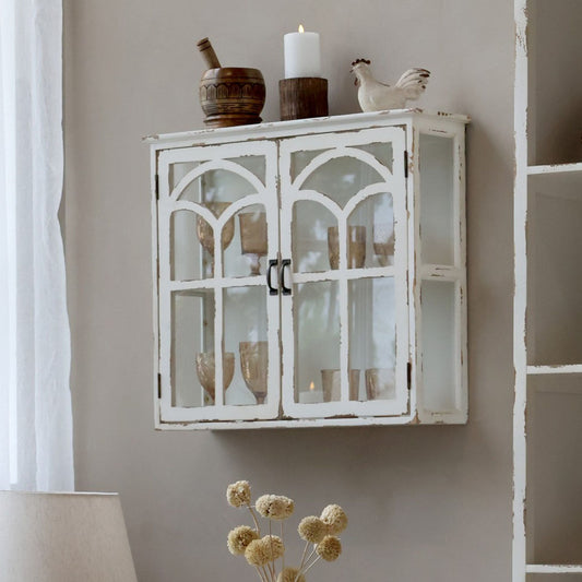 Chic Antique - Wandkabinett mit 2 Türen in Antik Creme H62/L70/B20