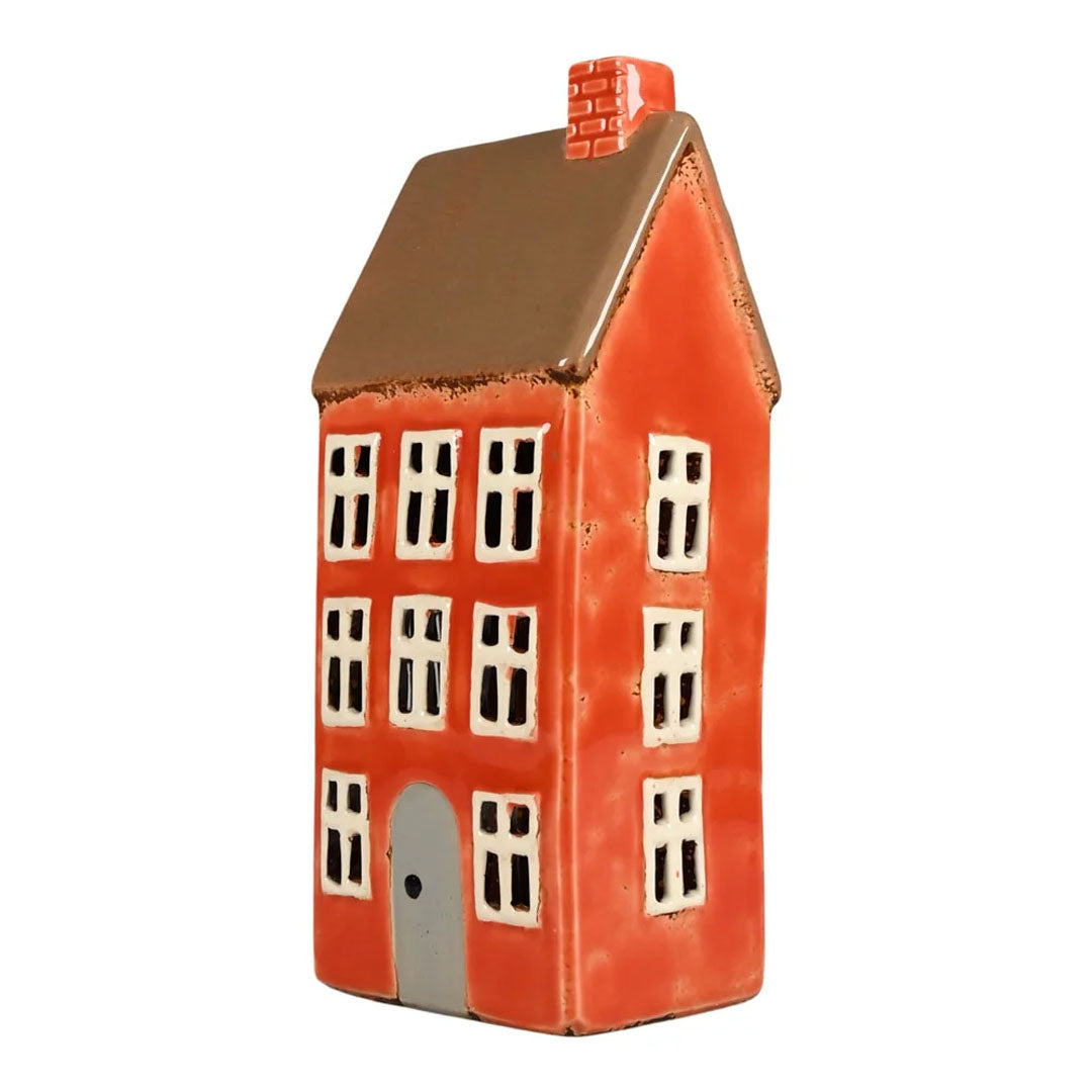 Keramikhaus für Teelichter in Orange
