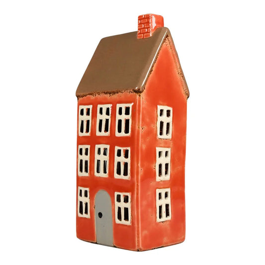 Keramikhaus für Teelichter in Orange