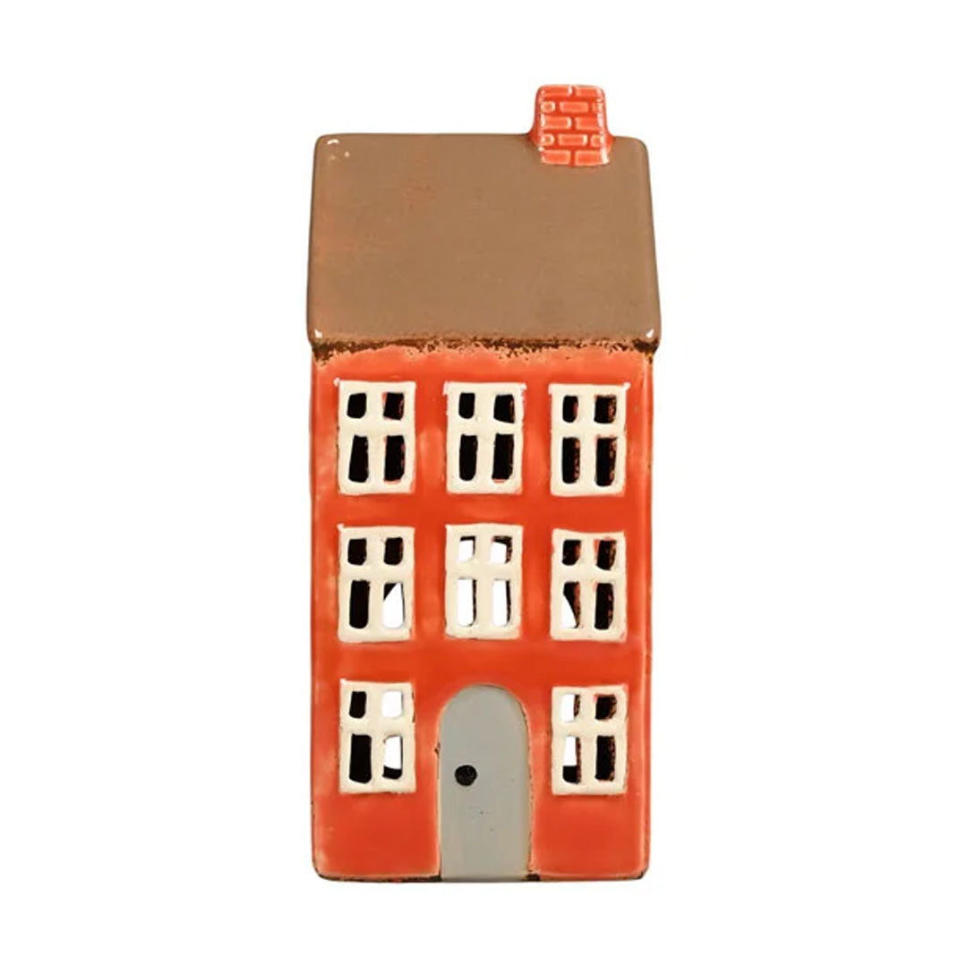 Keramikhaus für Teelichter in Orange