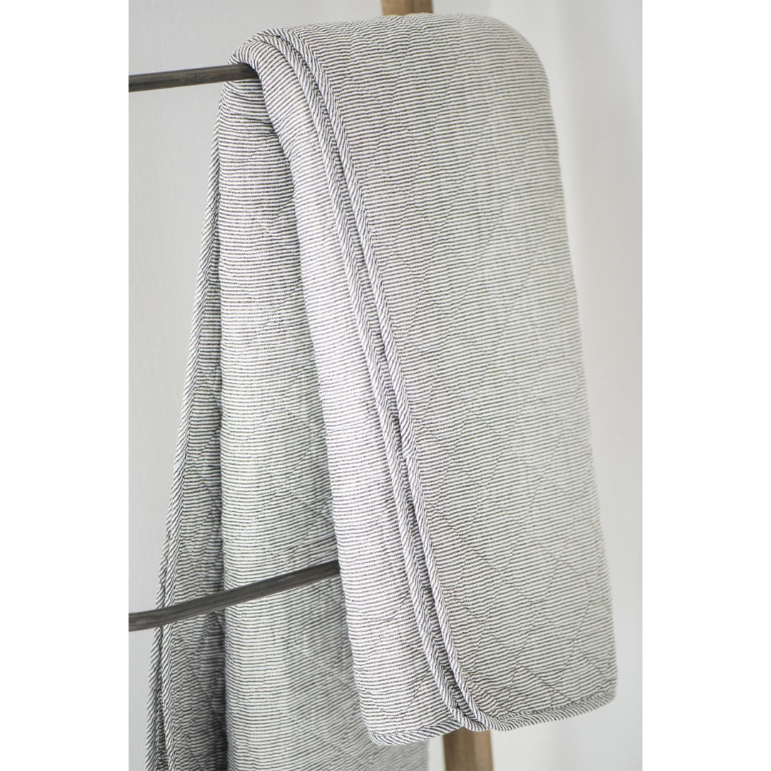 Ib Laursen - Quilt Steppdecke weiss/dunkelgrau gestreift 130x180 cm