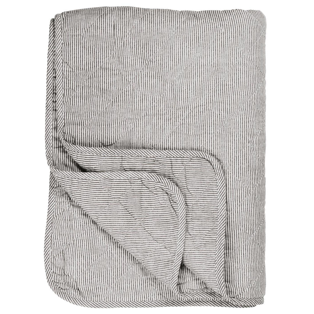 Ib Laursen - Quilt Steppdecke weiss/dunkelgrau gestreift 130x180 cm