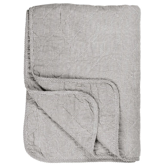 Ib Laursen - Quilt Steppdecke weiss/dunkelgrau gestreift 130x180 cm