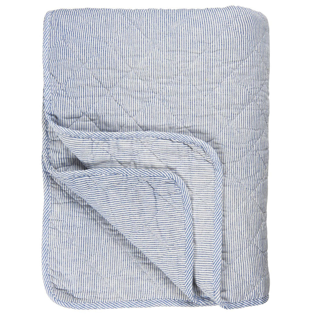 Ib Laursen - Quilt Steppdecke weiss/blau gestreift 130x180 cm