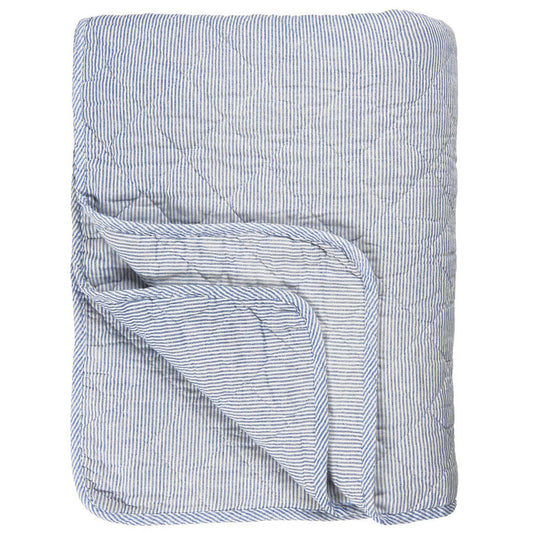 Ib Laursen - Quilt Steppdecke weiss/blau gestreift 130x180 cm